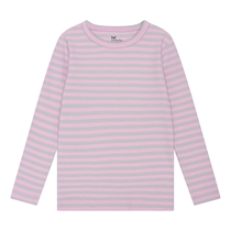 BIRKHOLM Stribet Rib Bluse Meleret Grå & Baby Lyserød